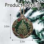 DASTOLL Stained Glass Christmas Decorations, Vintage Patina Wreath Suncatcher for Window Christmas Tree Hanging Ornaments Green Sun Catcher Xmas Decor Gifts for Women Men Mom Nana Friend