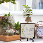 Inspirational Christian Desk Decor, Be Still And Know That I Am God Rutsic Sign, Desk Decorations For Office Home Living Room Bathroom, Eucalyptus Shelf Decor, Wooden Plaque With Stand (04)