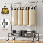 Raybee Heavy Duty Clothes Rack 75" Extra Wide, 450 LBS Clothing Rack with 4 Hooks, Lockable Wheels, Metal Garment Rack for Bedroom, Laundry Room, Commercial