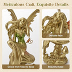 Resin Fairy Statue Elegant Fantasy Decor, Hand-Painted Angel Figurine Graceful Fairy Sculpture for Bookshelf, Mantel, Indoor Outdoor Decor, Thoughtful Gift for Women, Girls (Thinking)