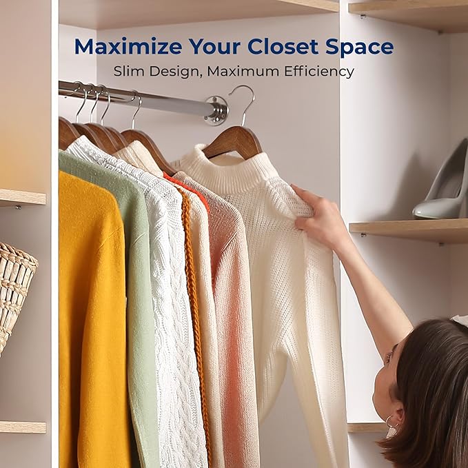 SereneLife 10-Pack Vintage Wooden Suit Hangers – Premium Solid Wood Coat Hangers with 360° Swivel Hook & Notches – Heavy-Duty, Space-Saving Design for Shirts, Jackets, Dresses & More
