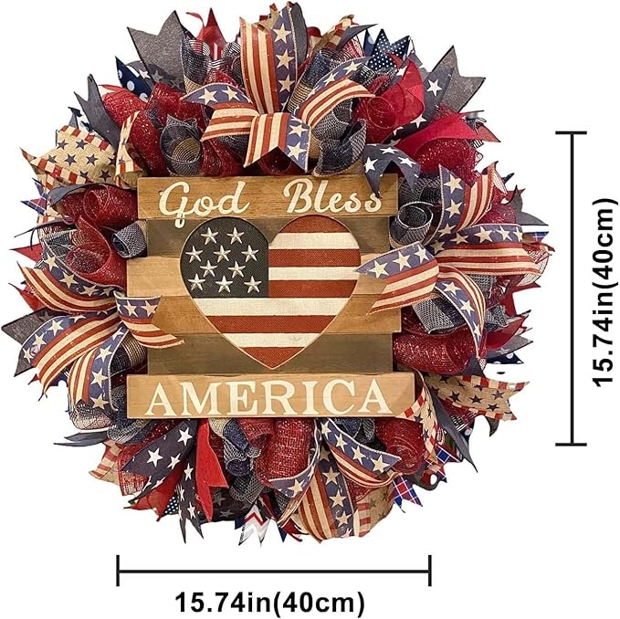 250th Anniversary Patriotic Wreath, 4th of July Wreath for Front Door, Patriotic Wreath Handmade Eagle Wreaths, Memorial Day Home Decoration for Indoor and Outdoor (C)