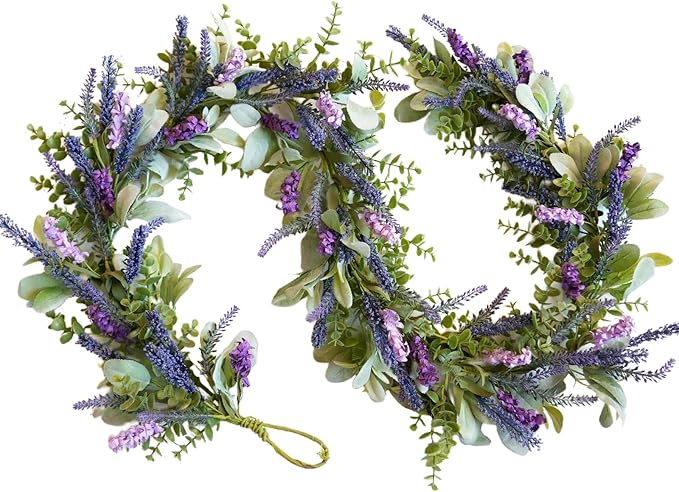 idyllic 6ft Lavender Bunny Ear Vine Garland Artificial Flower Decor for Front Door Window Porch Mantel Stair All Year Indoor Outdoor Home Decor