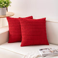Aegero Pack of 2 Christmas Red Corduroy Decorative Throw Pillow Covers 20x20 Inch Soft Striped Pillow Covers Modern Farmhouse Home Decor for Sofa Living Room Couch Bed（Red）