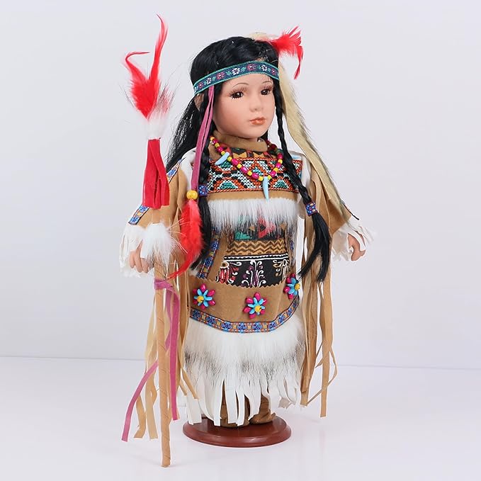 KINNEX COLLECTIONS SINCE 1997 16" Collectible Native American Indian Porcelain Doll (D16772)