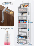 JARLINK 2 Pack Over the Door Organizer Storage, 5 Shelf Hanging Door Organizer with 5 Large Capacity Pockets, Anti Tilt 44 lb Load Behind Door Storage for Bedroom, Bathroom, Pantry, Nursery, (Grey)