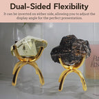 My Shelfie - Modern Brass-Coated Claw Rock Display Stand, Crystal Holder with Invertible Design, Crystal Display Holds Crystals From 2-3 Inches, Handmade Aluminum Rock Stands for Display, Large
