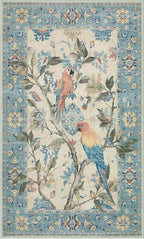 Lahome Botanical Birds Washable Blue 3x5 Rugs for Entryway, Non Slip Kitchen Rug Blue Bathroom Rugs, Boho Vintage Soft Indoor Throw Carpet for Living Room Front Door