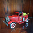 Vintage Fire Truck Model Fire Engine Rustic Metal Home Decor Collectible Vehicle Firemen Handcraft Gift 11.3’’L