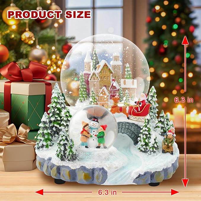 Snow Globe Pink Sofa/Dog and Cat Snowglobe with Music Birthday Party Decorations Creative Collectibles (SJQ-GS8031-120MM) (Castle)