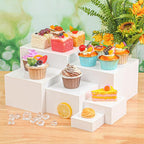 Geelin 6 Pack Acrylic Risers for Display Acrylic Cube Boxes Risers Display Stands with Hollow Bottoms Decorative Stand for Jewelry Candy Table Decor 6 Sizes(White,3 to 8 Inch,Square)