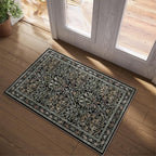 Floral Entryway Rug, 2x3 Kitchen Rugs Non Slip Washable Traditional Design Vintage Floral, Soft Door Mat Indoor Entrance, Ultra-Thin Easy Clean Small Throw Carpet for Bedroom Bathroom