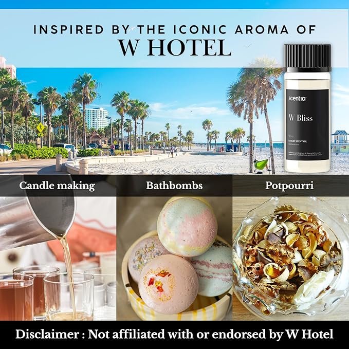 Scentia W Bliss Hotel Diffuser Oil Inspired by 5-Star Hotel - 50 mL 1.69 fl oz - Fragrance Oil Blend Bergamot, Lemongrass & Jasmine for Aromatherapy Diffusers Humidifiers - Thanksgiving & Holiday Gift