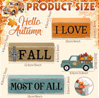 4 Pcs Thanksgiving Decoration for Home Fall Truck Decor Fall Tiered Tray Decor Rustic Wooden Truck Block Sign Gift Thanksgiving Centerpiece Autumn Table Decorations for Harvest Party Kitchen Home