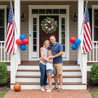 24 Inch 4th of July Wreath, Patriotic Wreaths for Front Door, Red White Blue Spring Summer Door Wreaths for Independence Day,Memorial Day Wreaths for Front Door Wall Window Decor