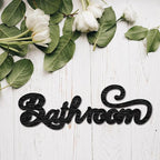 CREATCABIN Word Cutout Sign Bathroom Laser Cut Wood Letter Sign Wall Decor Unfinished Wooden Signs Wall Art Basswood Hanging Sculpture Decor for Crafts DIY Farmhouse Door Black 11.8x3.9Inch