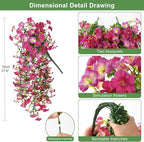 Artificial Fake Hanging Flowers Plants for Outdoor Spring Decoration,2 PCS Faux Silk Morning Glory with Eucalyptus Leaves,UV Resistant Realistic Trailing Vines for Balcony Porch Patio Yard Garden