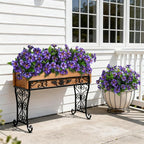 Fake Artificial Flowers for Outdoors Decoration,4 Bundles Silk Faux Spring Flowers with Plants Leaves UV Resistant for Planter Front Door Porch Yard Patio Window Box Home Indoor Decor