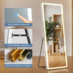 DUMOS LED Full Length Mirror, 26"x70" Full Body Floor Standing Mirror with 3 Color Lights & Wall Mounted for Bedroom, Dressing Room, Living Room, Bathroom