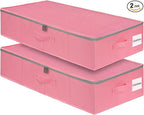 punemi Under Bed Storage Containers, Pink Underbed Storage With Rigid Side/Bottom Support, Closet Organizers And Storage Bins, Blankets Clothes Comforters Storage Bag, Dorm Room Essentials For Girls