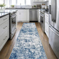 Washable Area Rug 3x14 Entryway Rug: Washable Modern Abstract Soft Thin Rug Indoor Floor No Slip Stain Resistant Carpet for Bedroom Dining Room Farmhouse Nursery Home Office - Blue