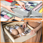 uxcell 1 Set Foldable Cloth Storage Box, 12 Slots Fabric Socks Underwear Drawer Dividers Organizers Baskets Bins for Clothes Socks Scarves Ties, Light Gray