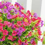Artificial Fake Flowers Plants for Outdoors Spring Summer Decoration,16 Bundles Faux Flowers Silk Daisy Plants UV Resistant for Outside Planters Front Porch Patio Window Garden(Light Purple,Fuchsia)
