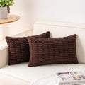 Aegero Pack of 2 Corduroy Decorative Throw Pillow Covers 12x24 Inch Soft Striped Pillow Covers Modern Farmhouse Home Decor for Sofa Living Room Couch Bed（Dark Brown）