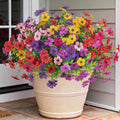Artificial Flowers for Outdoors Spring Decoration, 12 Bundles Fake Flower Daisy with Realistic Eucalyptus Leaves, Faux Plants for Greenery Boxwood Porch Patio Garden Pot Lawn