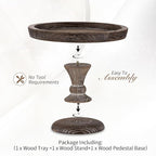 Hanobe Display Riser for Farmhouse Decor: Rustic Wooden Risers Round Decorative Pedestal Plate Stand Holder Tray for Candle, Cupcake, Plant