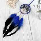 LOMOHOO Dream Catcher Car Rear View Mirror Pendant Car Charm with Crystal Beads Tree of Life Small Dream Catchers for Rearview Mirror Hanging Kids Bedroom Decor 3”Diameter (Blue)