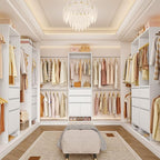 Closet System, Closet Organizer System with 4 Hang Rods, Walk-in Wooden Storage Systems with 2 Drawers & Shoe Cabinet, Fits Spaces 4-9.8FT, Wardrobe Clothes Rack Garment Rack, White MC00103E