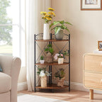 VECELO Corner Table/Cabinet with Storage Shelves, Free-Standing Organizer for Compact Space in Living Room/Study/Lobby/Bedroom