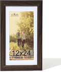 KTKDE 12x24 Picture Frame,Poster Frame Display Pictures 10 x20 with Mat or 12x24 Without, Tempered Glass,24 by 12 Walnut Wooden Frame Wall Gallery Photo Frame best gift
