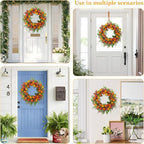 Spring Summer Wreaths for Front Door,22 Inch Artificial Spring Summer Poppy Flower Wreath with Wildflowers,Eucalyptus Leaves for Indoor Outdoor Wall Porch Festival Farmhouse Home Holiday Decor.