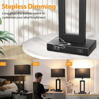 3 Color Temperatures Black Table Lamps for Bedrooms Set of 2, 22’’ Touch Control Bedside Nightstand Lamps with 2 USB Ports & AC Outlet, Modern Lamp Sets for Living Room, Stepless Dimming, Black Shade