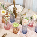 CUCUMI 12 Pack Colorful Glass Bud Vases, Small Colored Vintage Vases for Centerpieces, Decorative Flower Vases for Wedding Home Table Decor(Amber, Blue, Green, Pink)