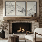 Large Framed Neutral Modern Abstract Wall Art, 3 Piece Black and Beige Canvas Prints Paintings Artwork for Walls, Minimalist Line Pictures for Living Room Hallway Office Wall Decor -Total 30x60 Inch