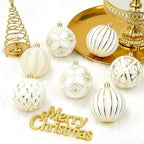XmasExp Vintage Rustic Christmas Ball Ornaments Sets, Neutral Shatterproof Christmas Ornaments Farmhouse Christmas Tree Decorations Large Hanging Ball for Xmas Home Party （White Gold, 6Pcs