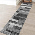 FlyDOIT Modern Geometric Patchwork Area Rug, 2.7x10 Grey Runner Rugs for Living Room, Rockwood Collection Indoor Rugs for Bedroom, Throw Carpet Floor Decor for Entryway Dining Room Office Nursery
