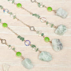 Green Gemstone Dream Catcher 7 Chakras Tree of Life Moon Dream Catchers with Healing Crystal Stones Handmade Suncatcher Dreamcatcher Wall Decor for Adults Living Room,Bedroom,Garden,Bless Gift