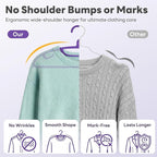 HOUSE DAY Plastic Clothes Hangers 36 Pack, Sweater Hangers No Shoulder Bump, Thick Heavy Duty Coat Hanger for Closet, Purple Wide Hanger with Non-Slip Hook for Sweaters, Suits, Dresses, Jackets, Pants