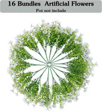 Artificial Fake Flowers Plants for Outdoors Spring Summer Decoration,Faux Flowers Silk Daisy Plants Greenery Realistic UV Resistant for Outside Planters Front Porch Patio Boxwood 16 Bundles Home White