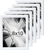 KTKDE 8x10 Picture Frame Set of 5,White Wooden frames, Vertical & Horizontal Wall Hanging for Wall or Tapletop Display,Studio Gallery Photo Frame for Photos, Posters & Art Prints