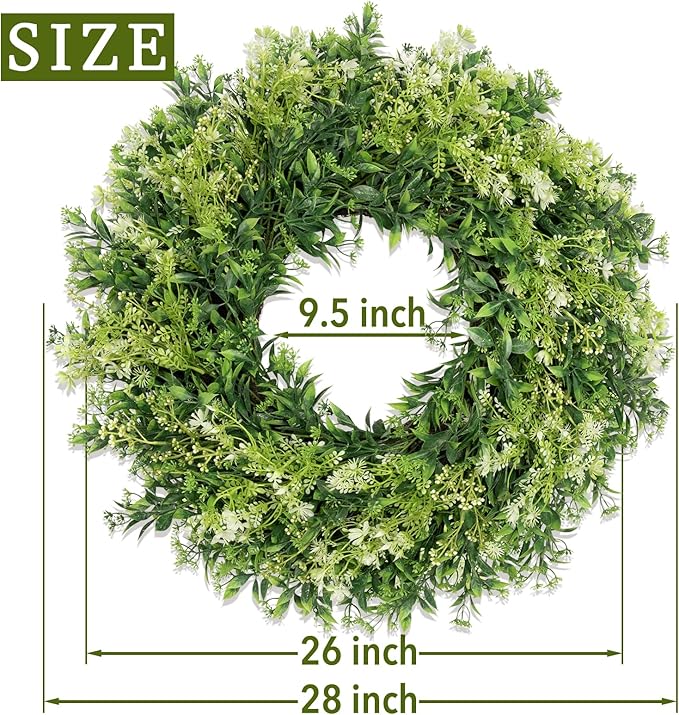28 Inch Large Eucalyptus Wreaths for Front Door Artificial Green Leaves Greenery Indoor Outdoor Wreath Home Decor Porch Window Wall Farmhouse Door Decorations Spring Summer Fall All Seasons