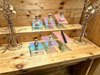 12 PCs Small Iridscent Risers Display Stands 3 Tiers Desktop Acrylic Shelves Small Cake Dessert Holder Products Stand for Collectibles Shoes Jewels Pop Figure (Iridescent2)