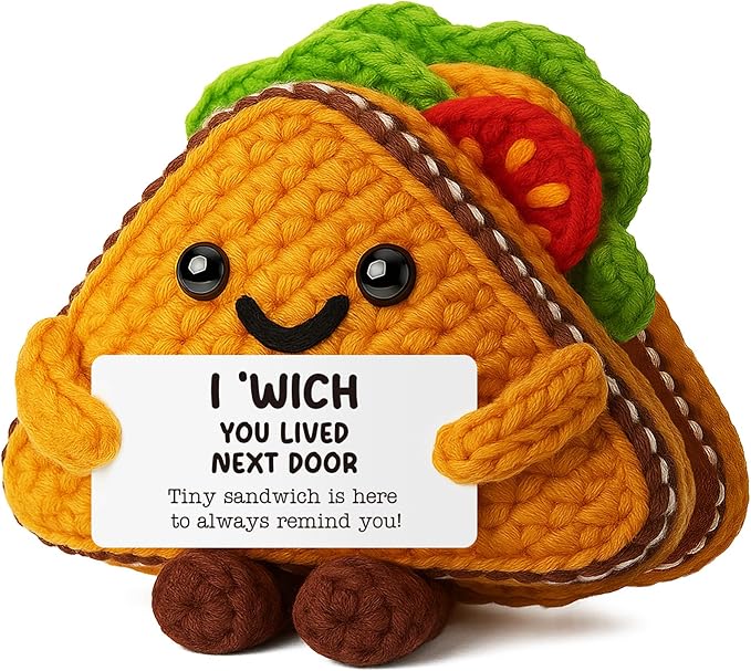 MY-ALVVAYS Graduation Funny Sandwich Crochet Gift for Student Friend Teen Women Men, Handmade Crochets Gift for Birthday Daily, Cheer Up Mini Present Team Coworkers