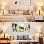 Seealle Touch Lamps for Nightstand, 3 Way Dimmable Table Lamp with USB C+A | bedside brown metal base for bedroom living room touch control LED bulb reading corded