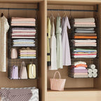 X-cosrack Closet Hanging Organizer Shelves - 5 Tier Wardrobe Organizers and Storage Bin, Hanging Organizer Shelves, Clothes Shelf with Adjustable Dividers for Bedroom Closet Sweater Shoes Handbag