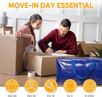 HealSmart 4 Pack Extra Large Moving Bags with Zippers & Carrying Handles, Heavy-Duty Storage Tote Moving Boxes for Dorm Room Essentials Storage Bags, Blue